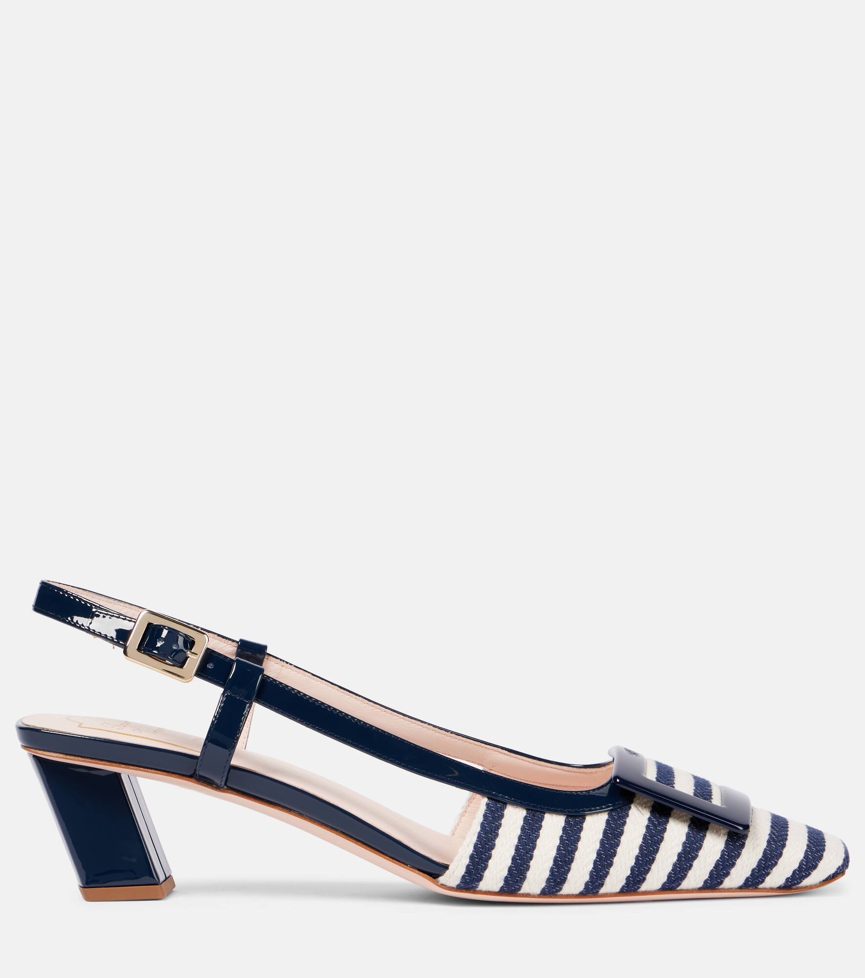 Belle Vivier 45 canvas slingback pumps - 4