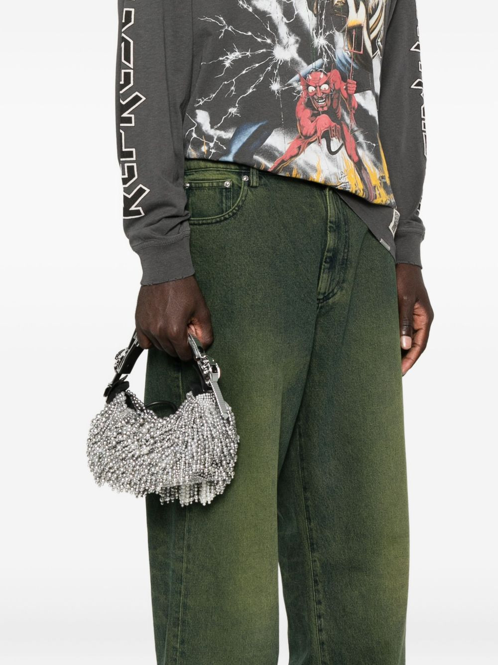 pearl-embellished buckle shoulder bag - 2