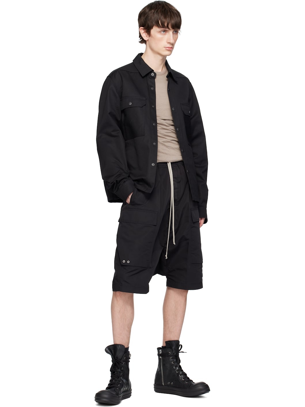 Rick Owens DRKSHDW Black Hollywood Megacrust Denim Sneaks