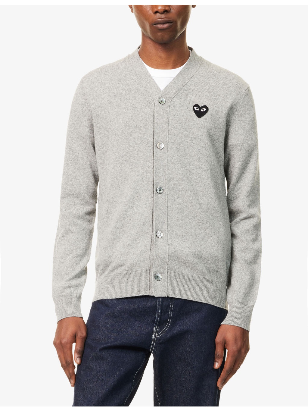 Logo-embroidered V-neck Wool Cardigan - 3