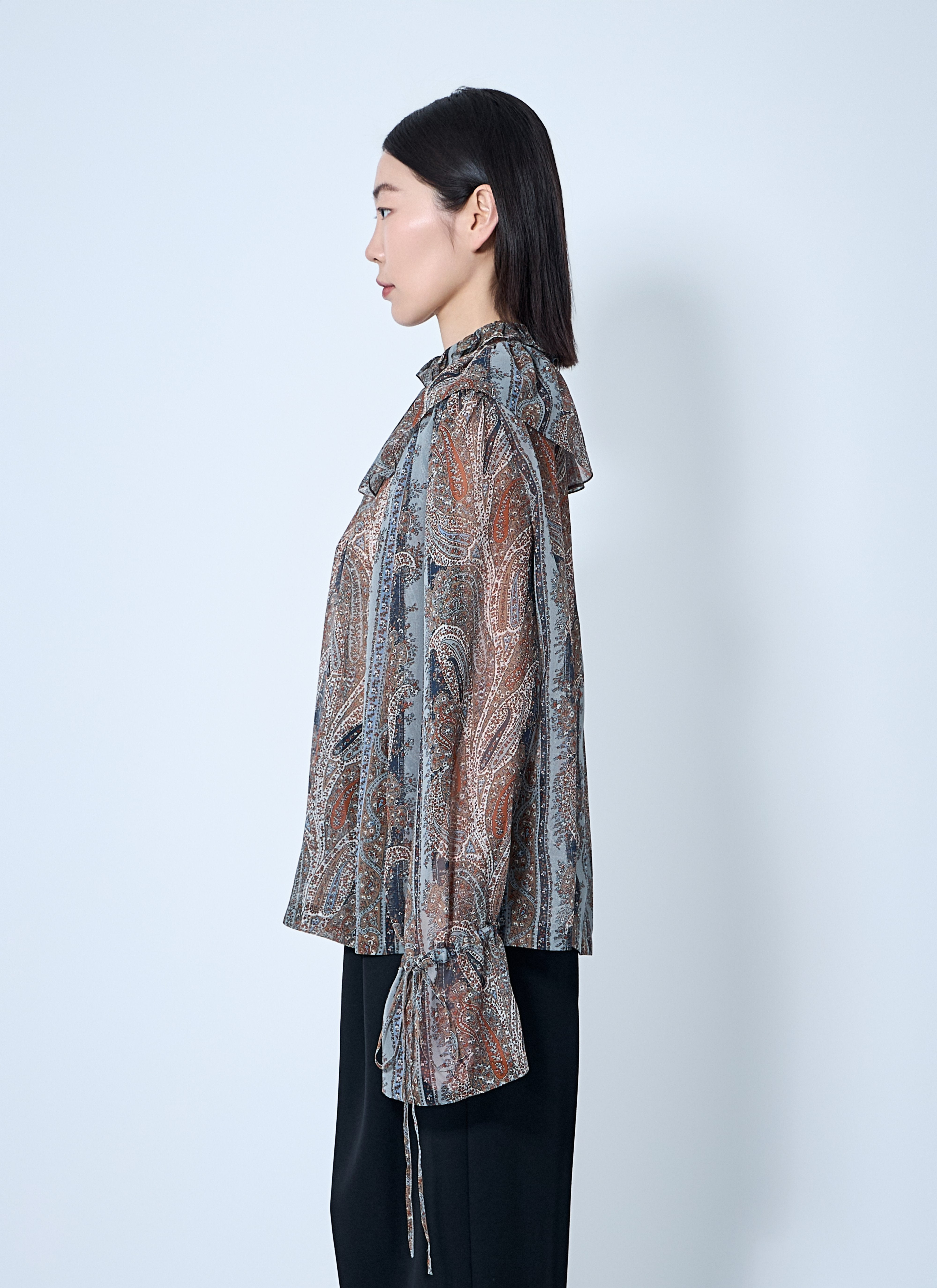 Saint Laurent Women Paisley Silk Georgette Blouse - 3