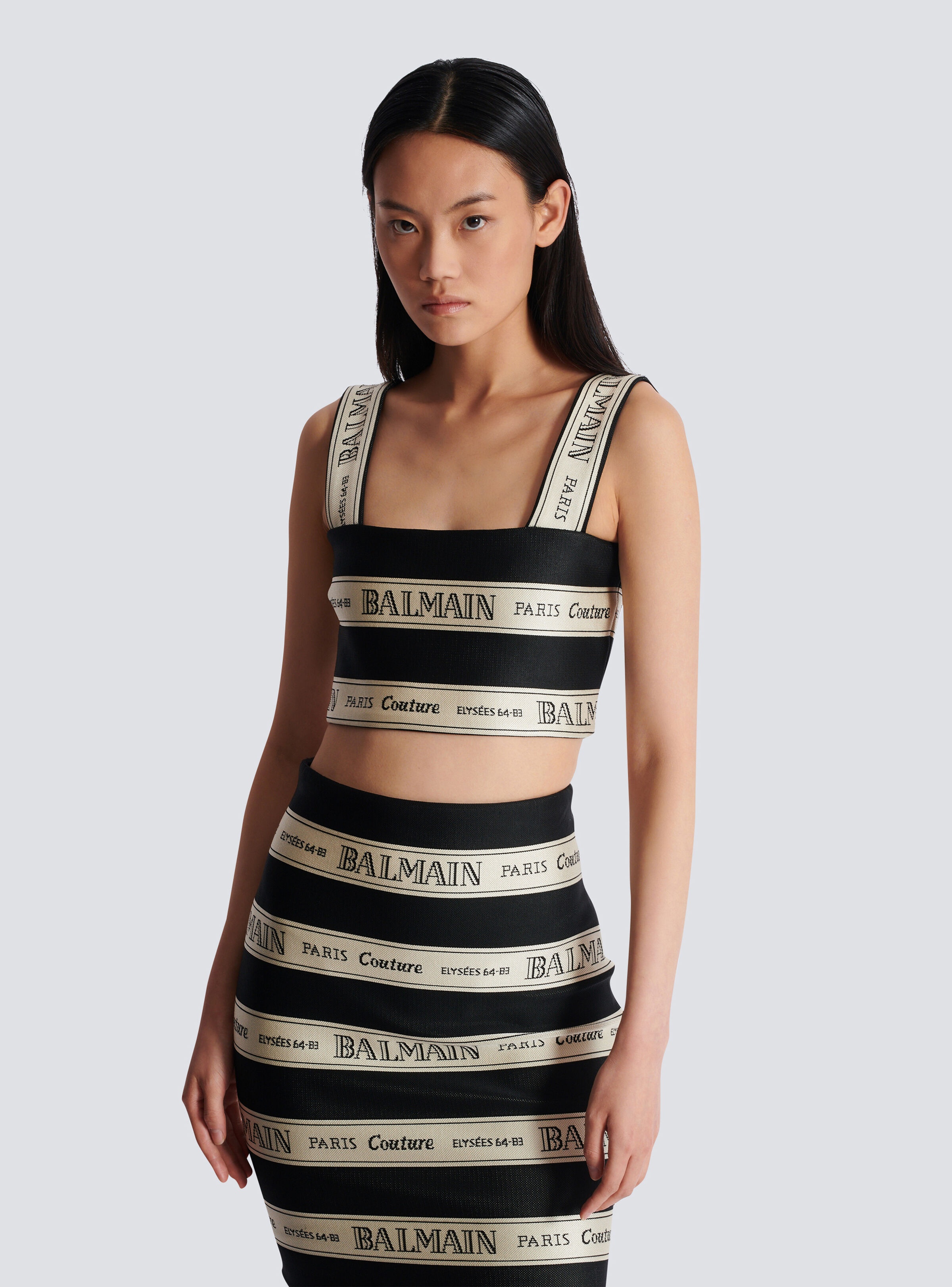Balmain Balmain ribbon jacquard crop top | REVERSIBLE