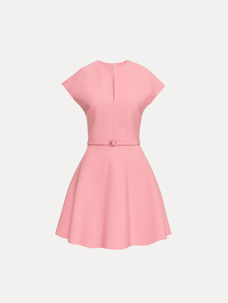 SPLIT NECK WOOL MINI DRESS 1