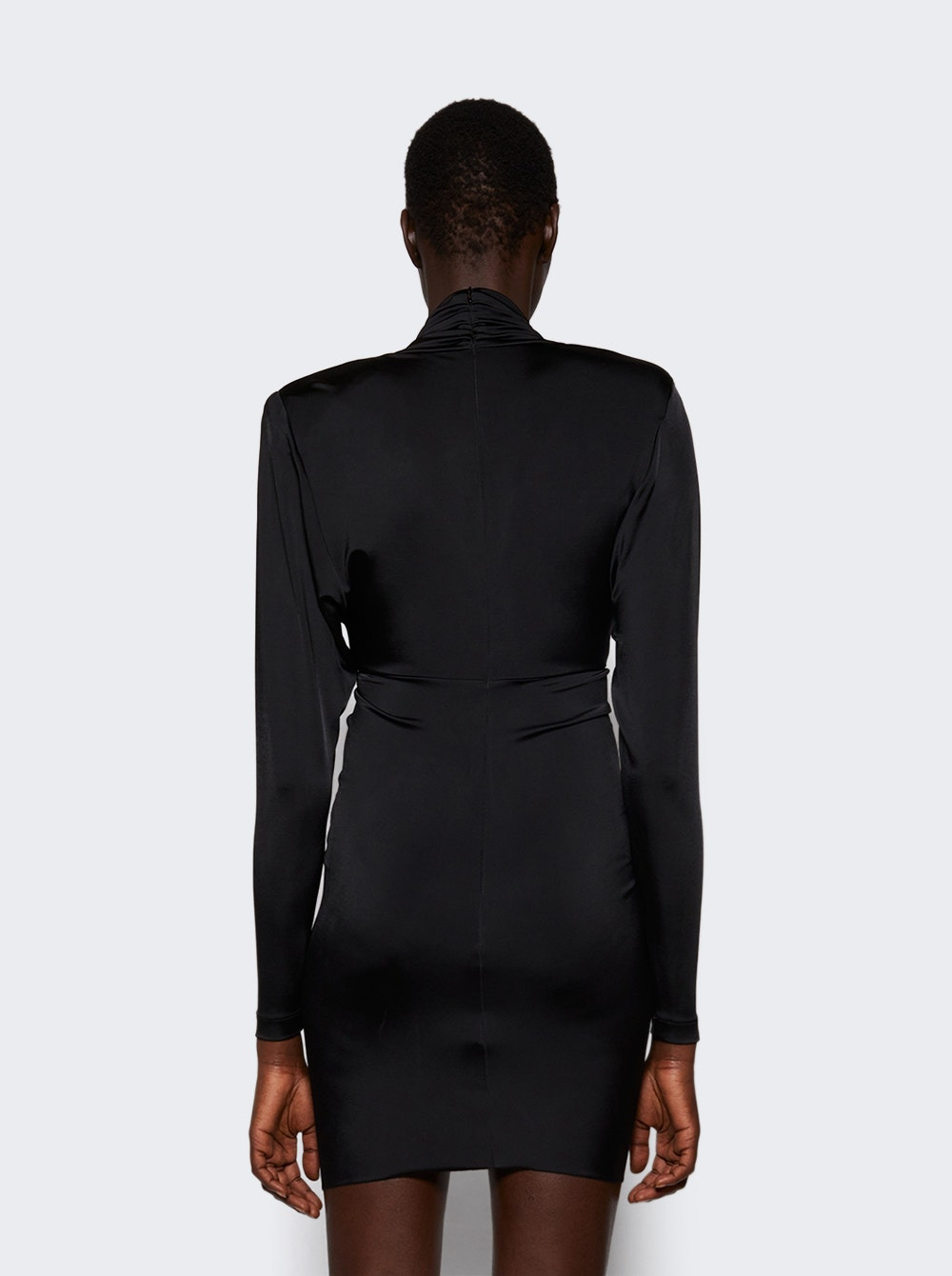 Long Sleeve Ruched Mini Dress Black - 5