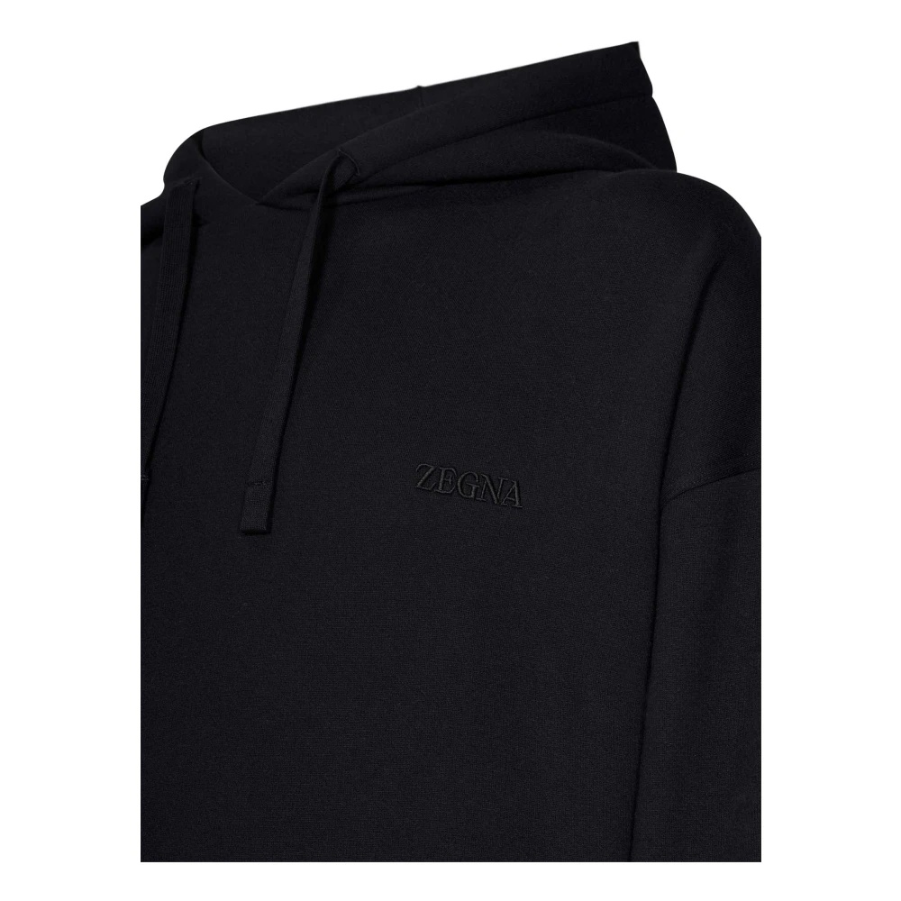 BLACK HOODED SWEATER WITH LOGO EMBROIDERY - 3
