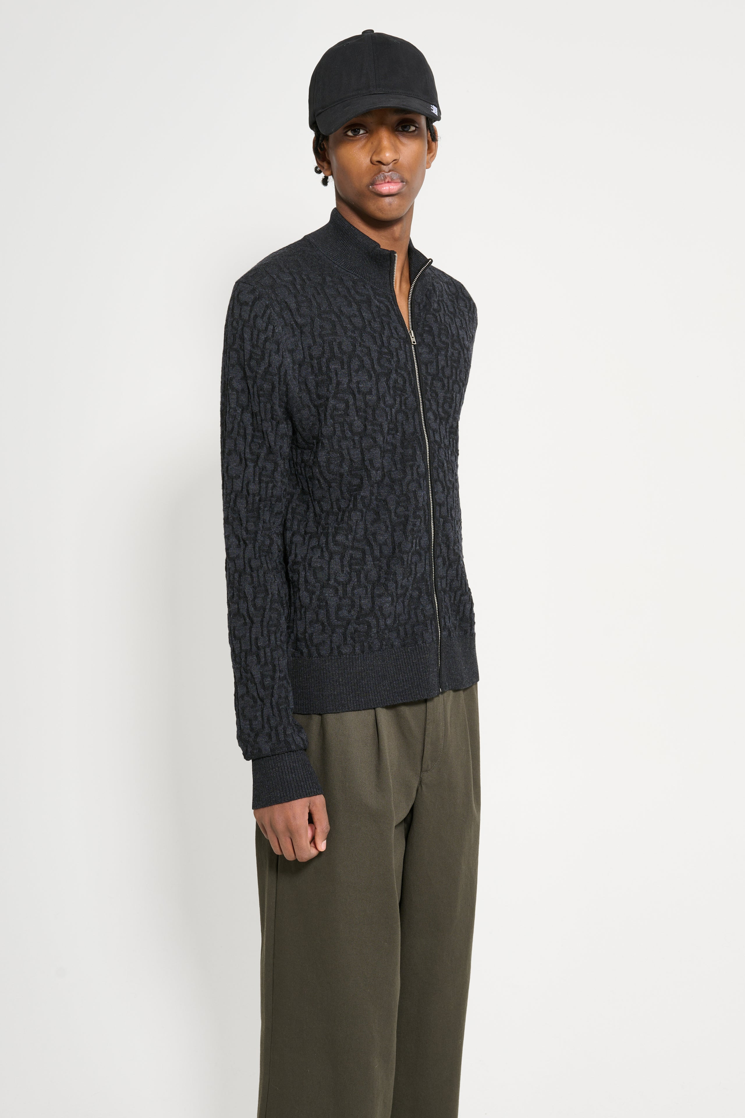 ACNE STUDIOS MONOGRAM CARDIGAN BLACK / GREY - 3
