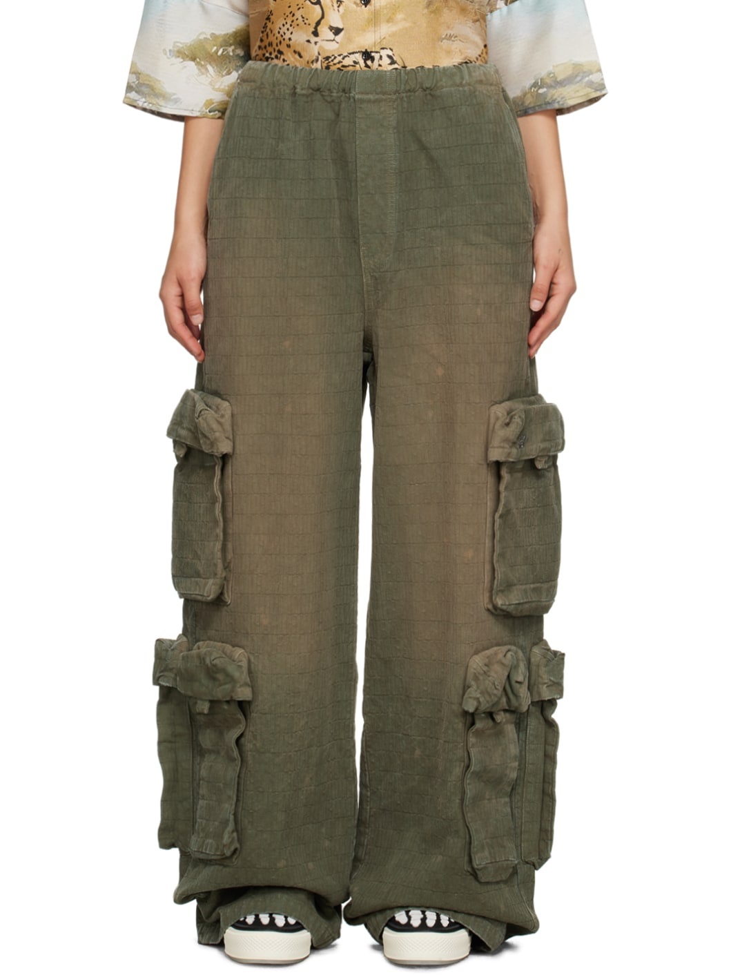 Khaki Drawstring Trousers - 1