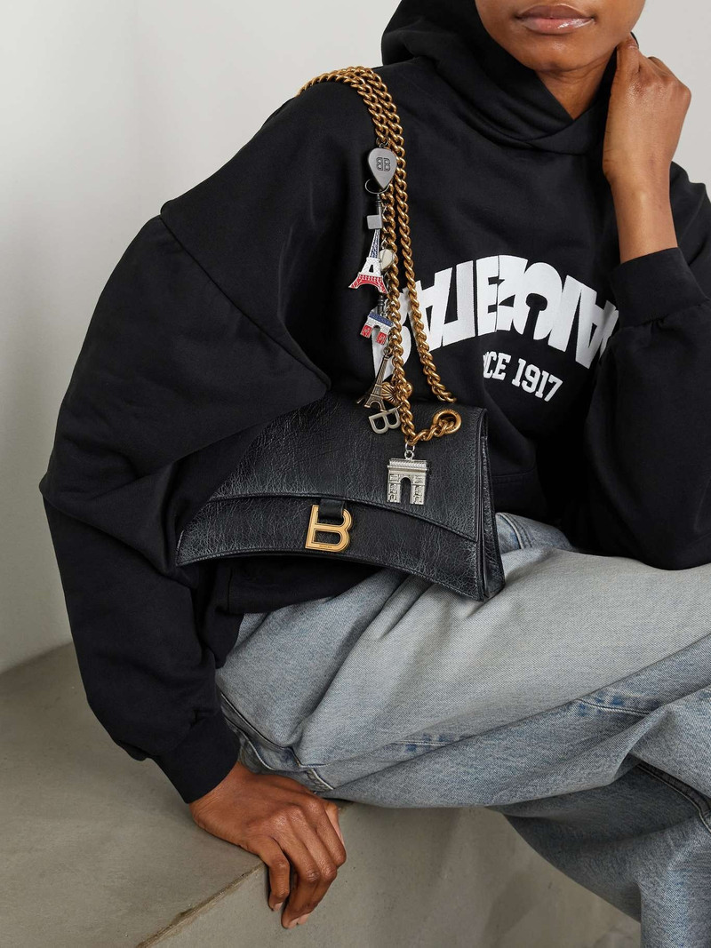 BALENCIAGA Crush embellished crinkled-leather shoulder bag outlook