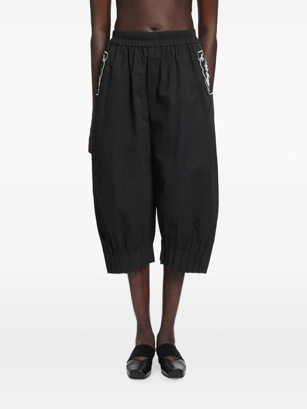 Vona embroidered pleated-cuff trousers - 1