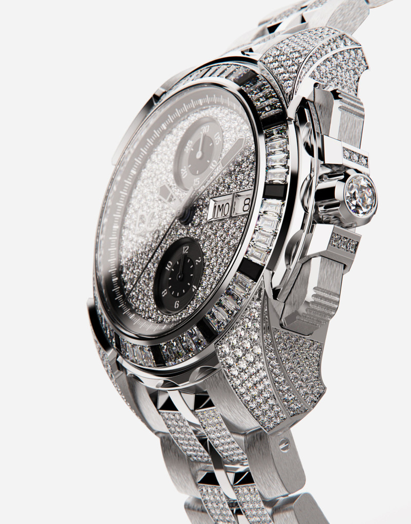 Dolce & Gabbana DS5 white gold and diamond pavé watch outlook