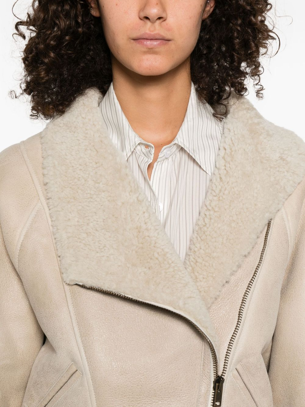 Blondine zip-front shearling jacket - 5
