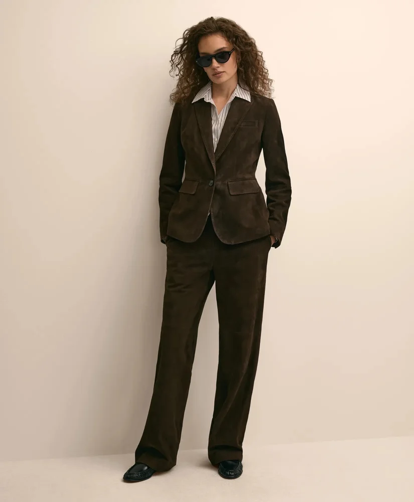 Suede Wide-Leg Pants - 1