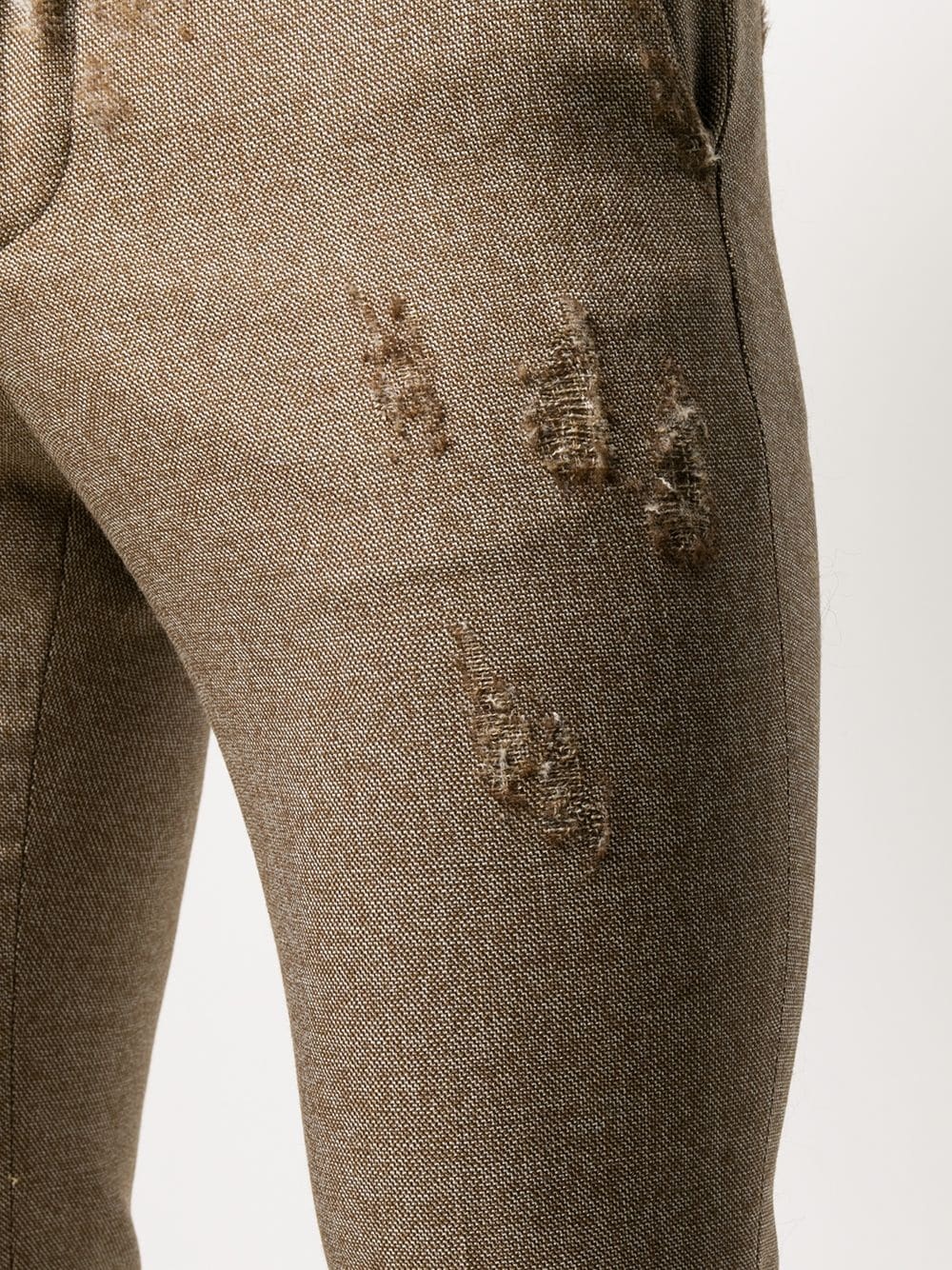 distressed-finish wool trousers - 5