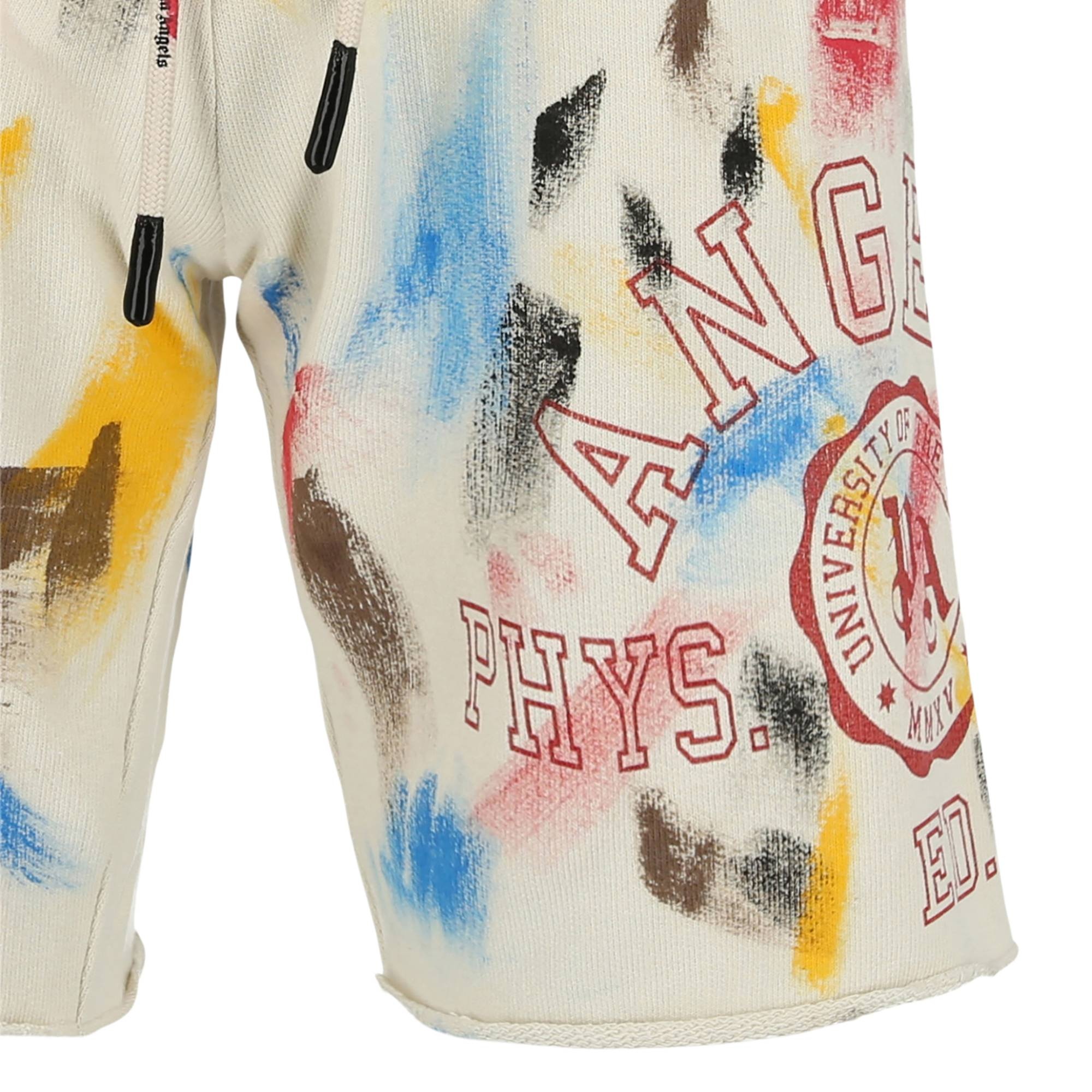 Palm Angels Painted College Sweatshorts 'Off White/Red' - 3
