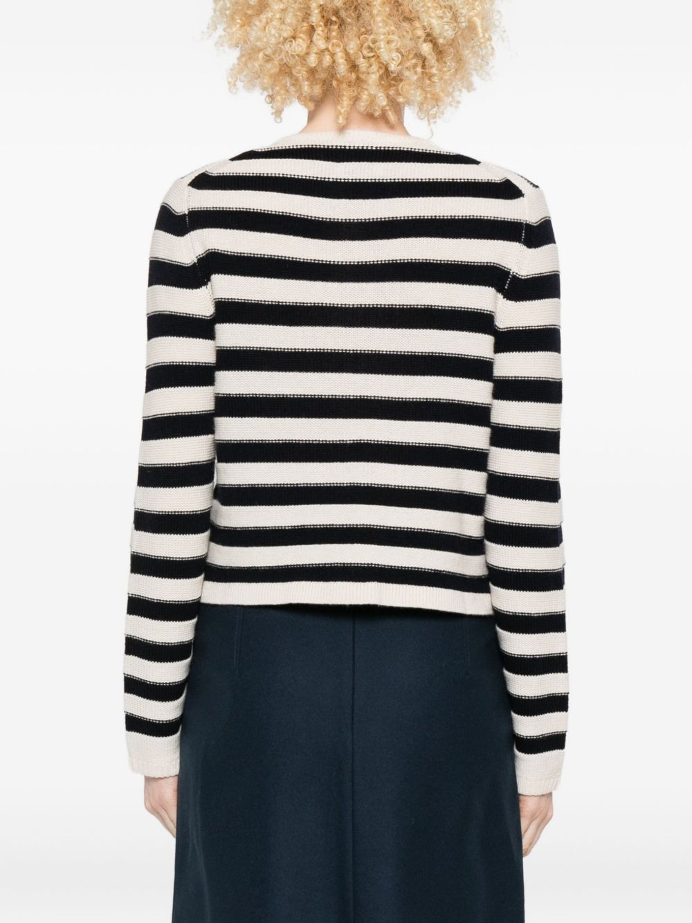 striped button cardigan - 4