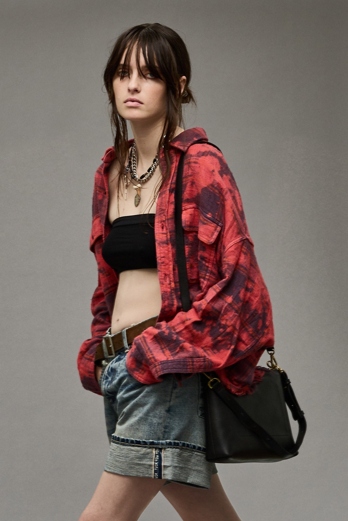 CROPPED WORKSHIRT - DUSK RED PLAID - 2