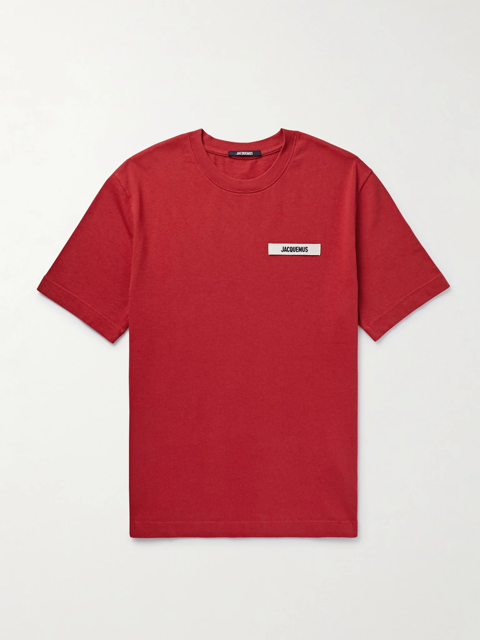 Logo-Appliquéd Cotton-Jersey T-Shirt Red - 1