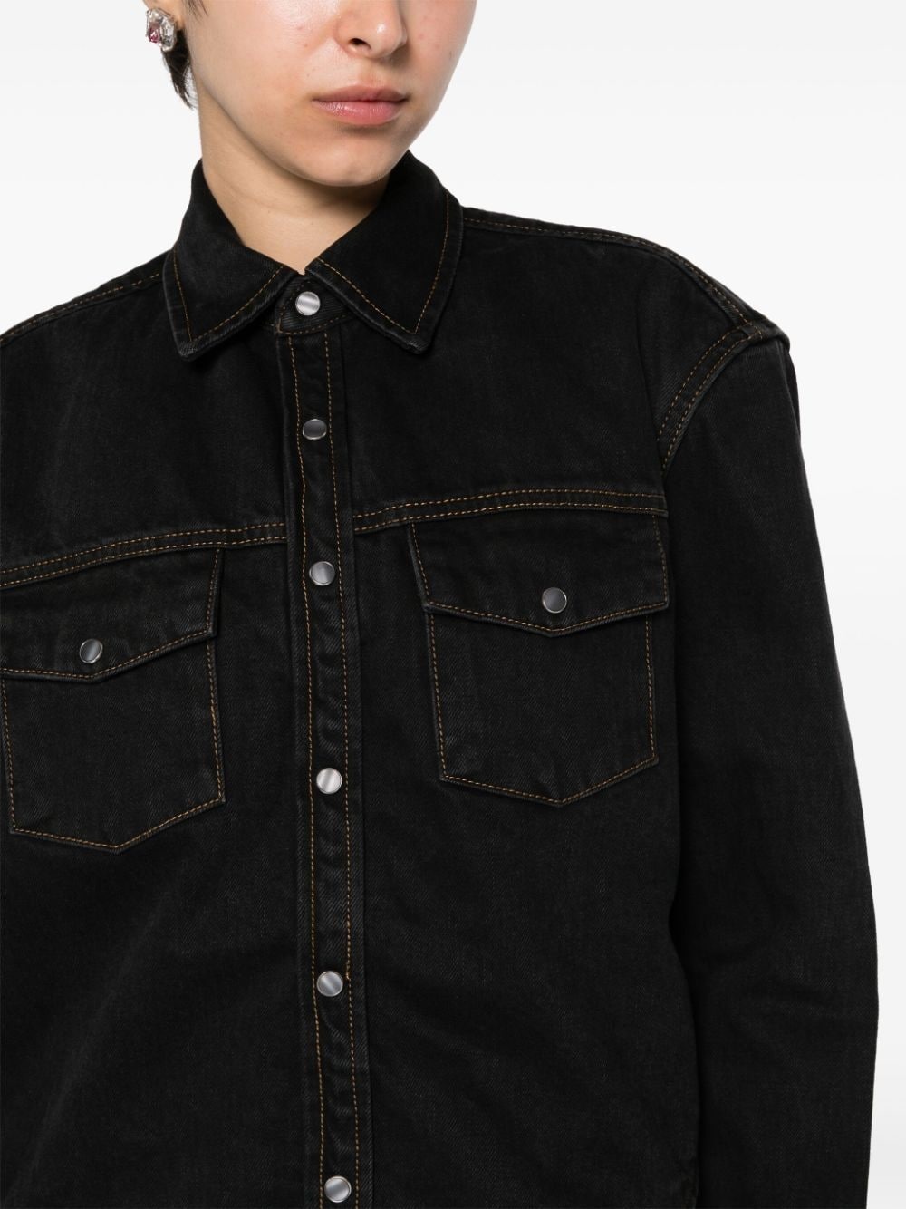 curved-hem denim jacket - 5