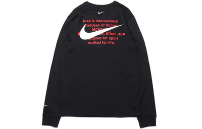 Nike Nike Sportswear Swoosh LS Tee Round Neck Long Sleeves US Edition Black CK2259-010 outlook