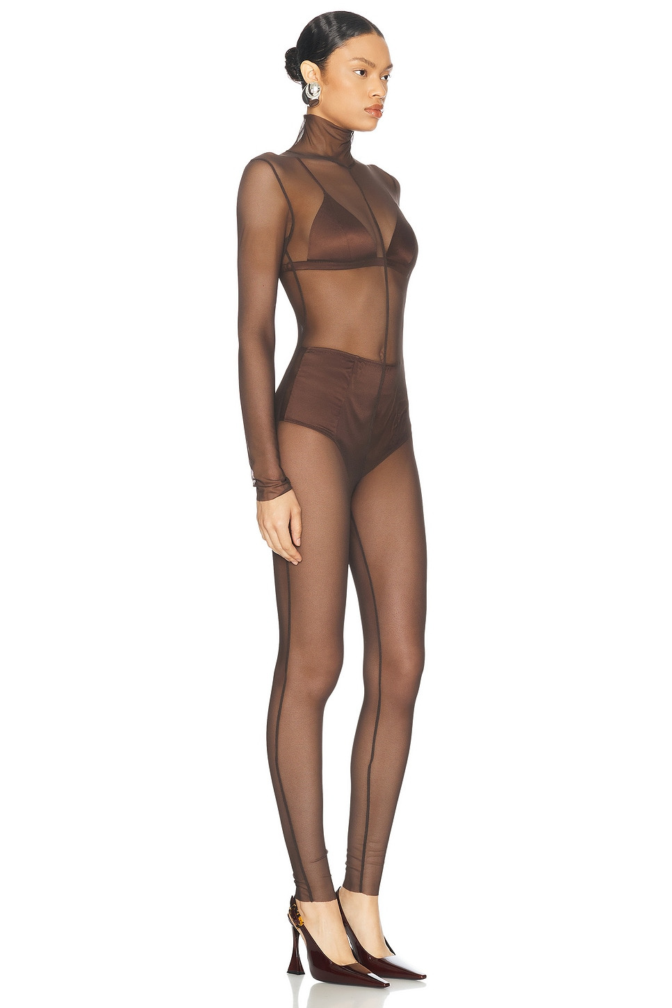 Long Sleeve Slim Fit Turtleneck Catsuit - 2