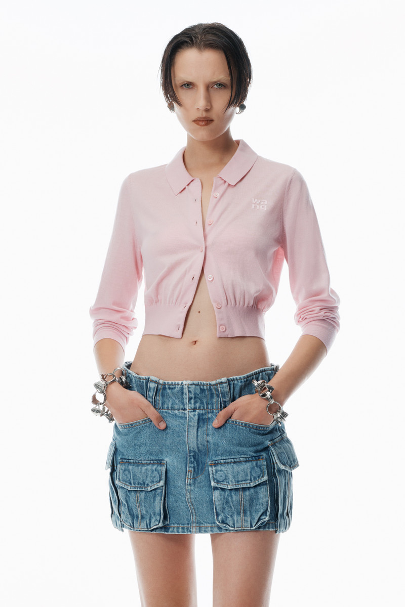 High-Frequency Stacked Logo Cardigan in Merino Wool 2