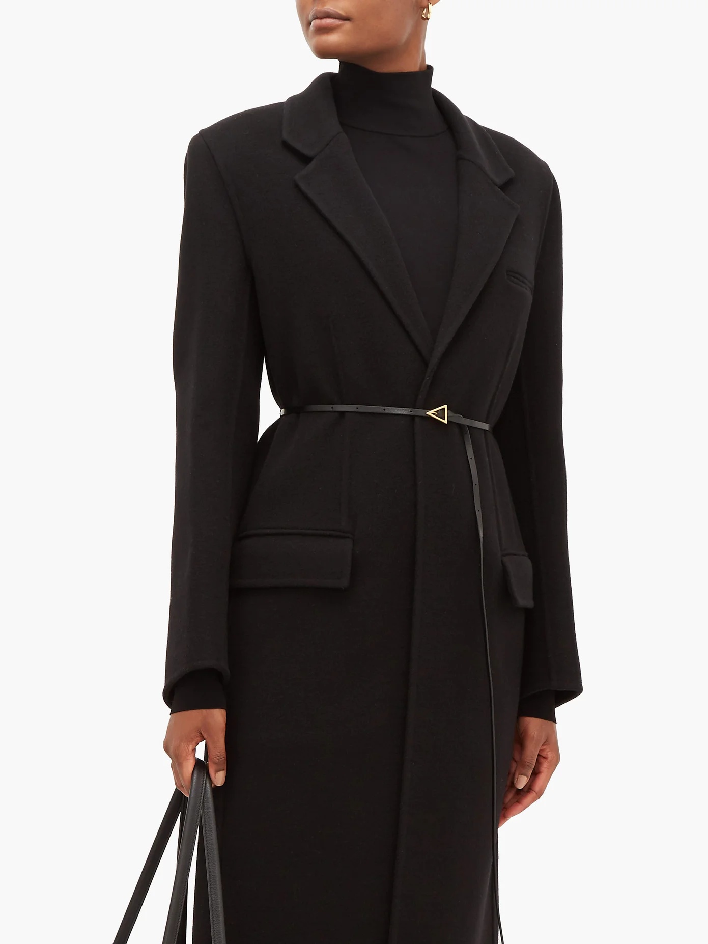 Single-breasted belted cashmere coat - 6