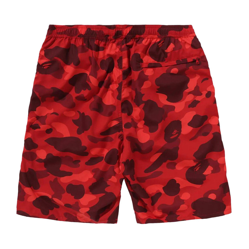 A BATHING APE® BAPE Color Camo Ape Head One Point Beach Shorts 'Red' outlook