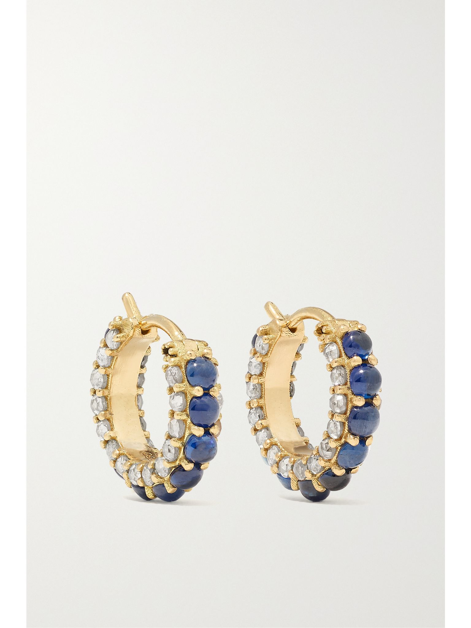 Streamflow 18-karat gold, sapphire and diamond hoop earrings Blue - 1