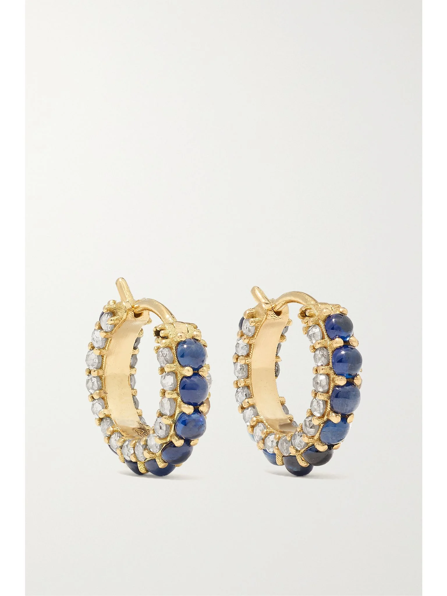 Streamflow 18-karat gold, sapphire and diamond hoop earrings Blue - 1