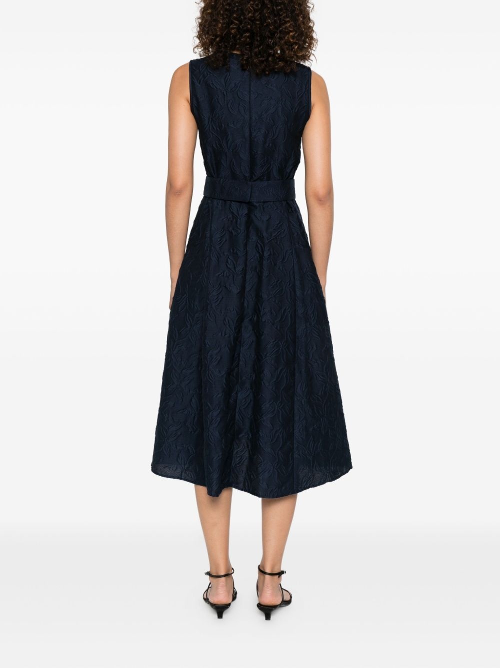 floral-embroidered sleeveless midi dress - 4
