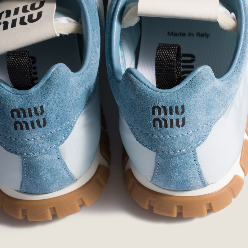 Miu Miu Tyre technical fabric and suede sneakers outlook