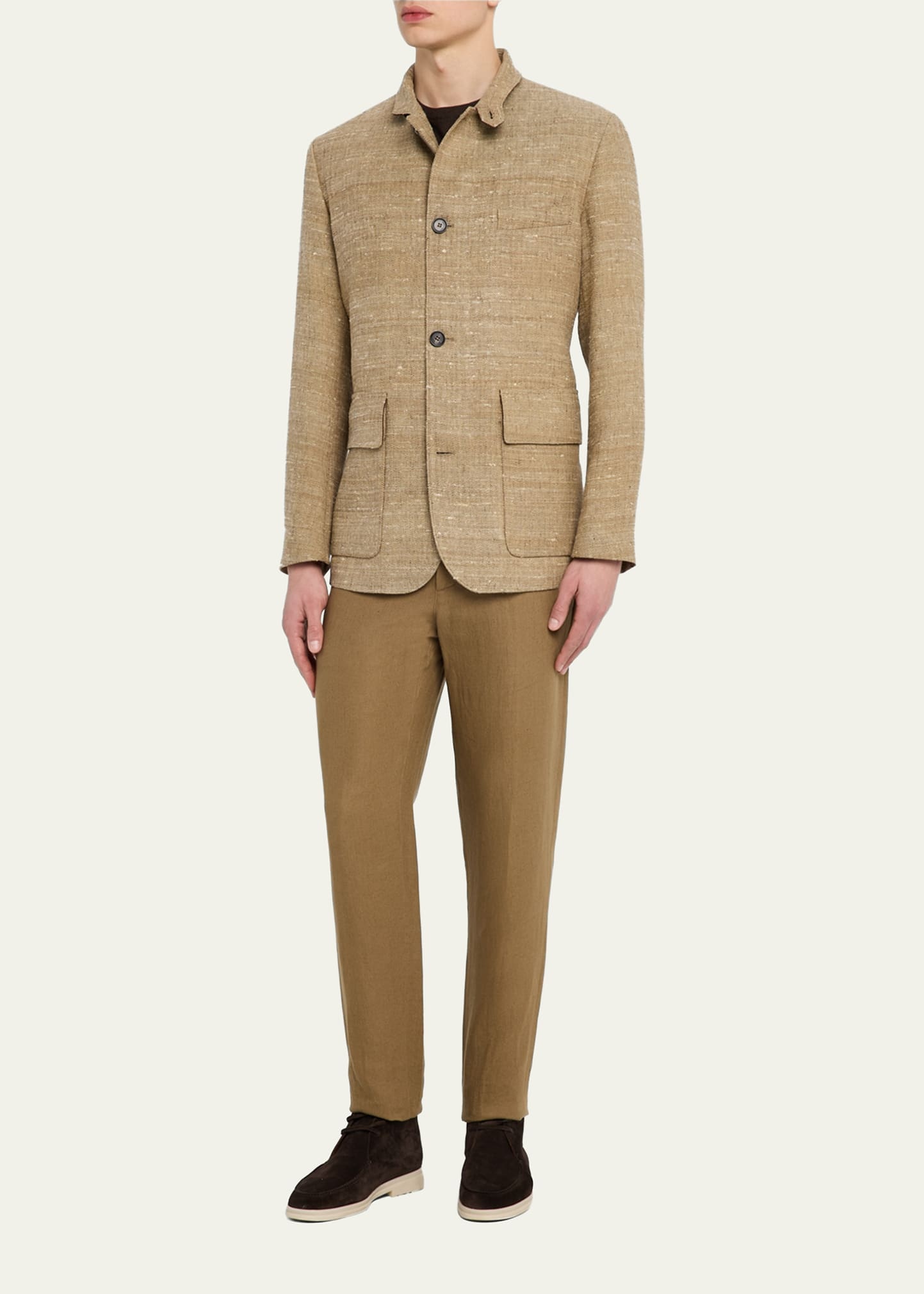Men's Linen and Silk Roadster Single-Breasted Jacket - 2