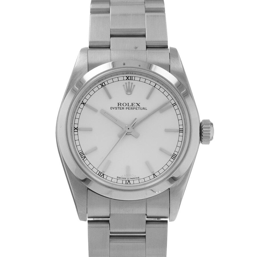 Pre-owned Rolex Oyster Perpetual 31 Automatic Silver Dial Ladies Watch 77080 SSO - 1
