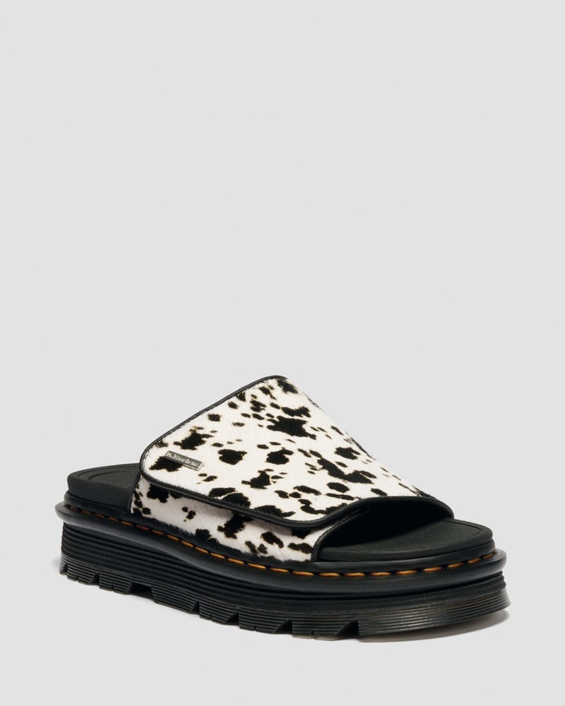 Zebzag Slides Dalmatian Hair On Leather Strap Platform Sandals 5