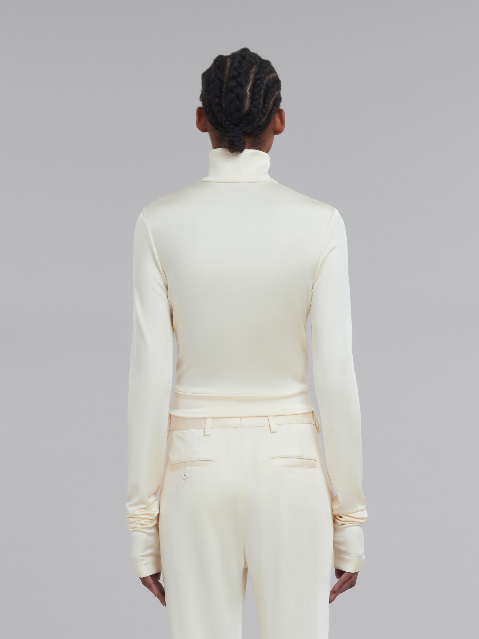 WHITE JERSEY JACKET WITH CIRCLE INLAYS - 3