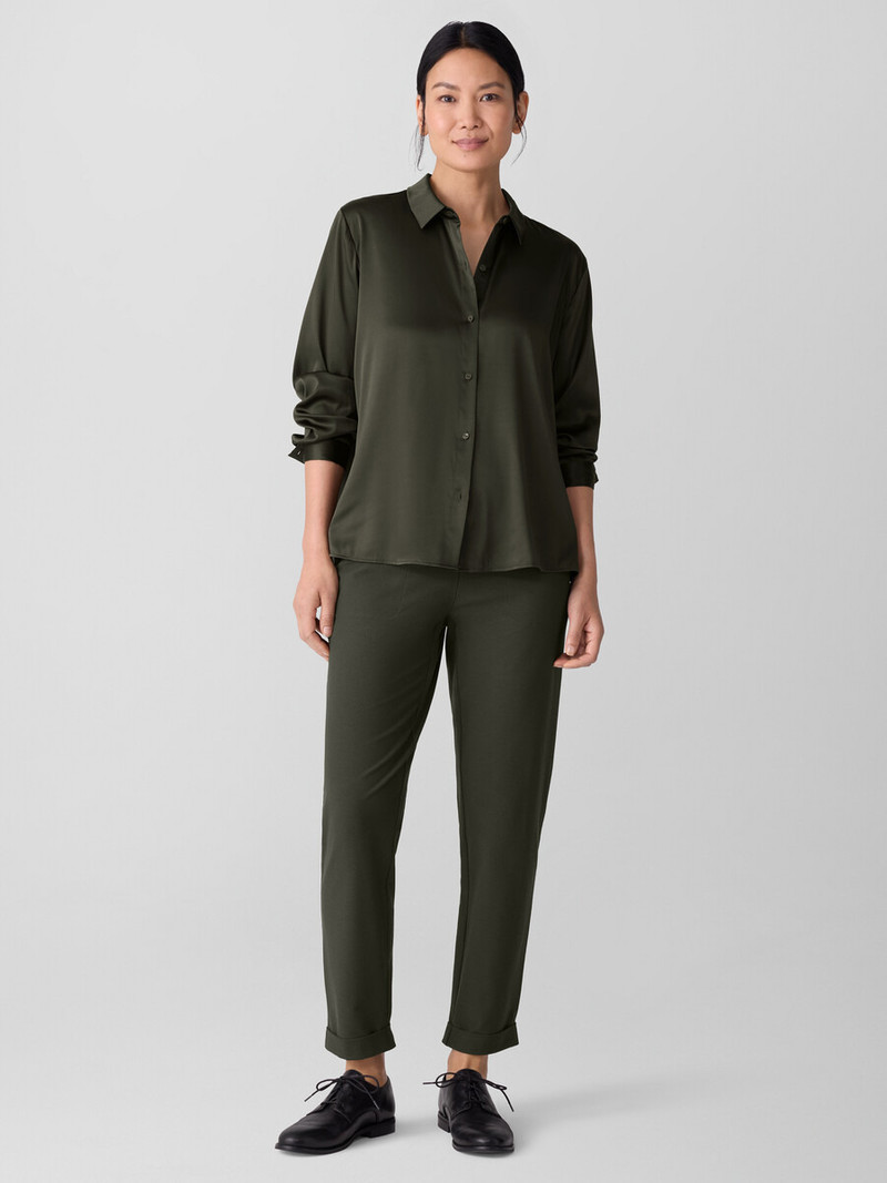 Stretch Silk Charmeuse Classic Collar Shirt 3