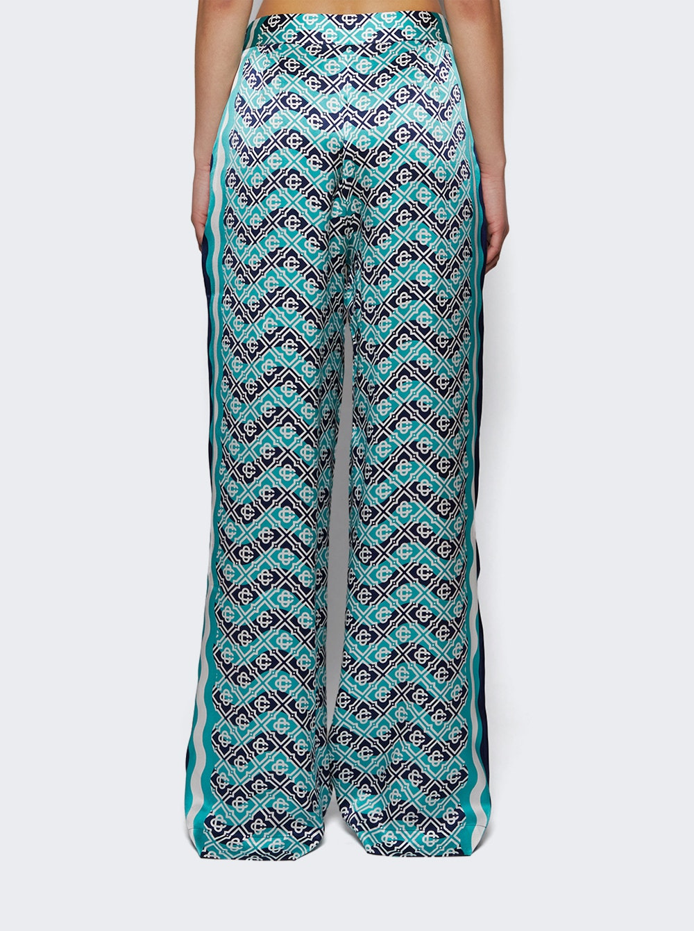 Monogram Straight Leg Trousers Turquoise - 4
