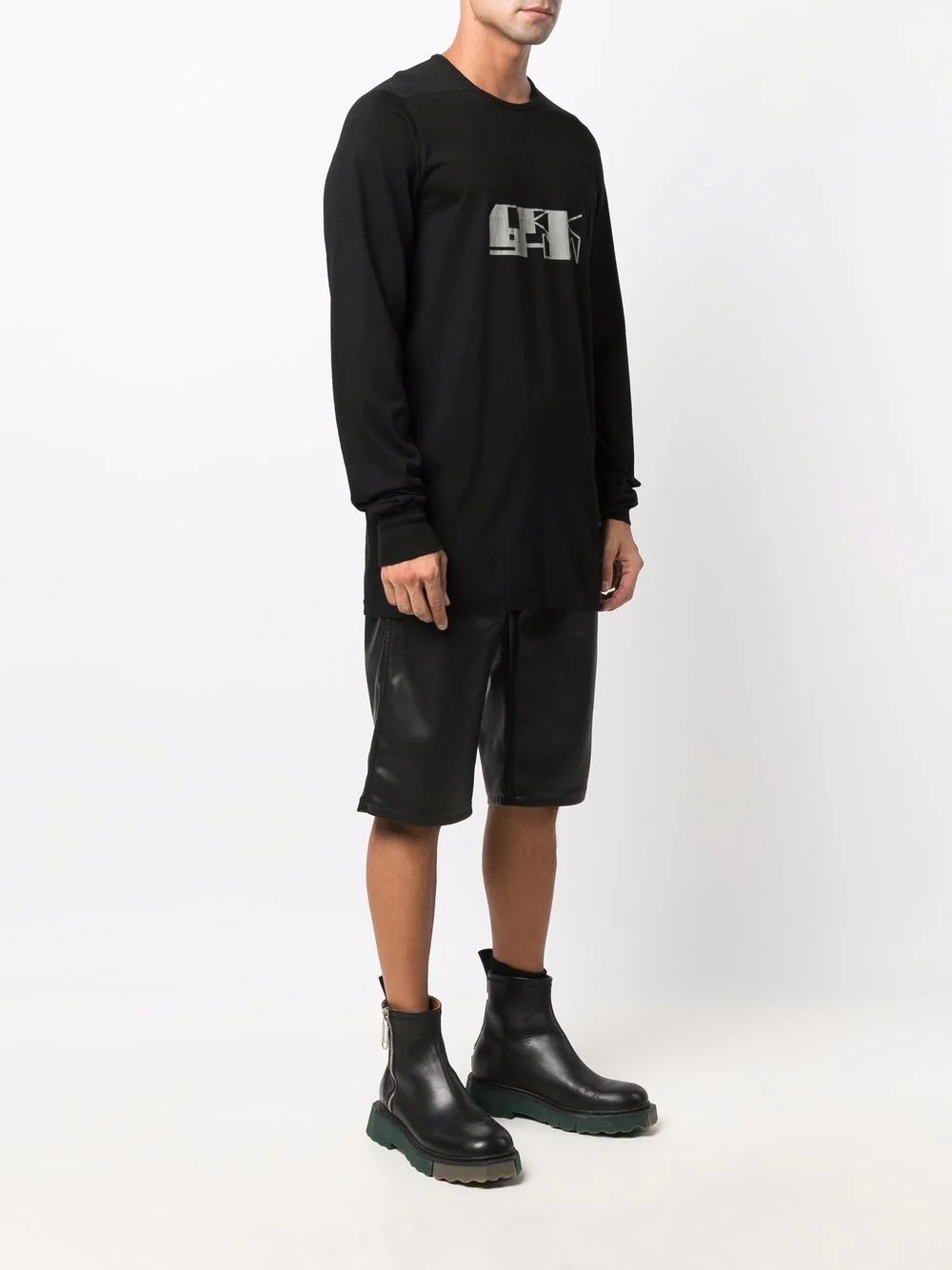 logo print longline sweatshirt - 3