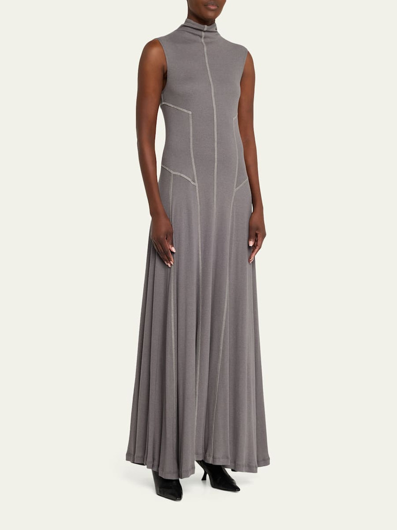 High-Neck Rib-Knit Gown 4