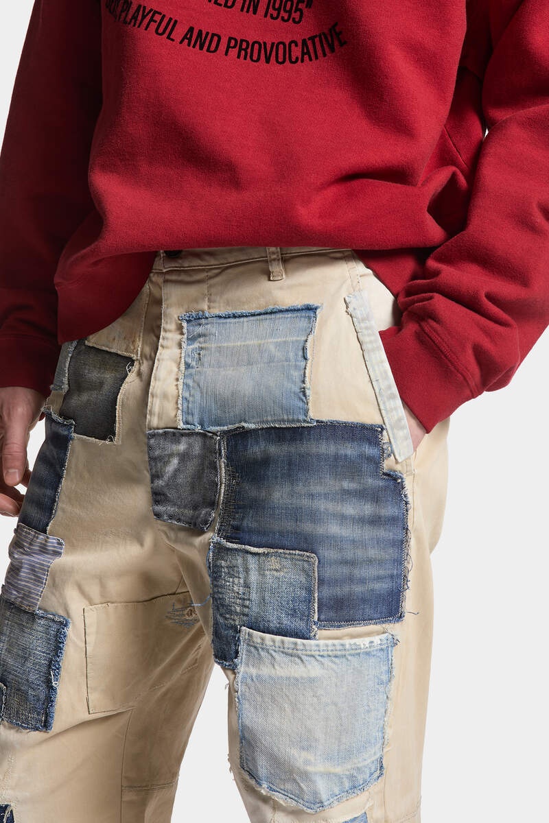 DENIM PATCHWORK COTTON DRILL OSAKA PANTS - 5