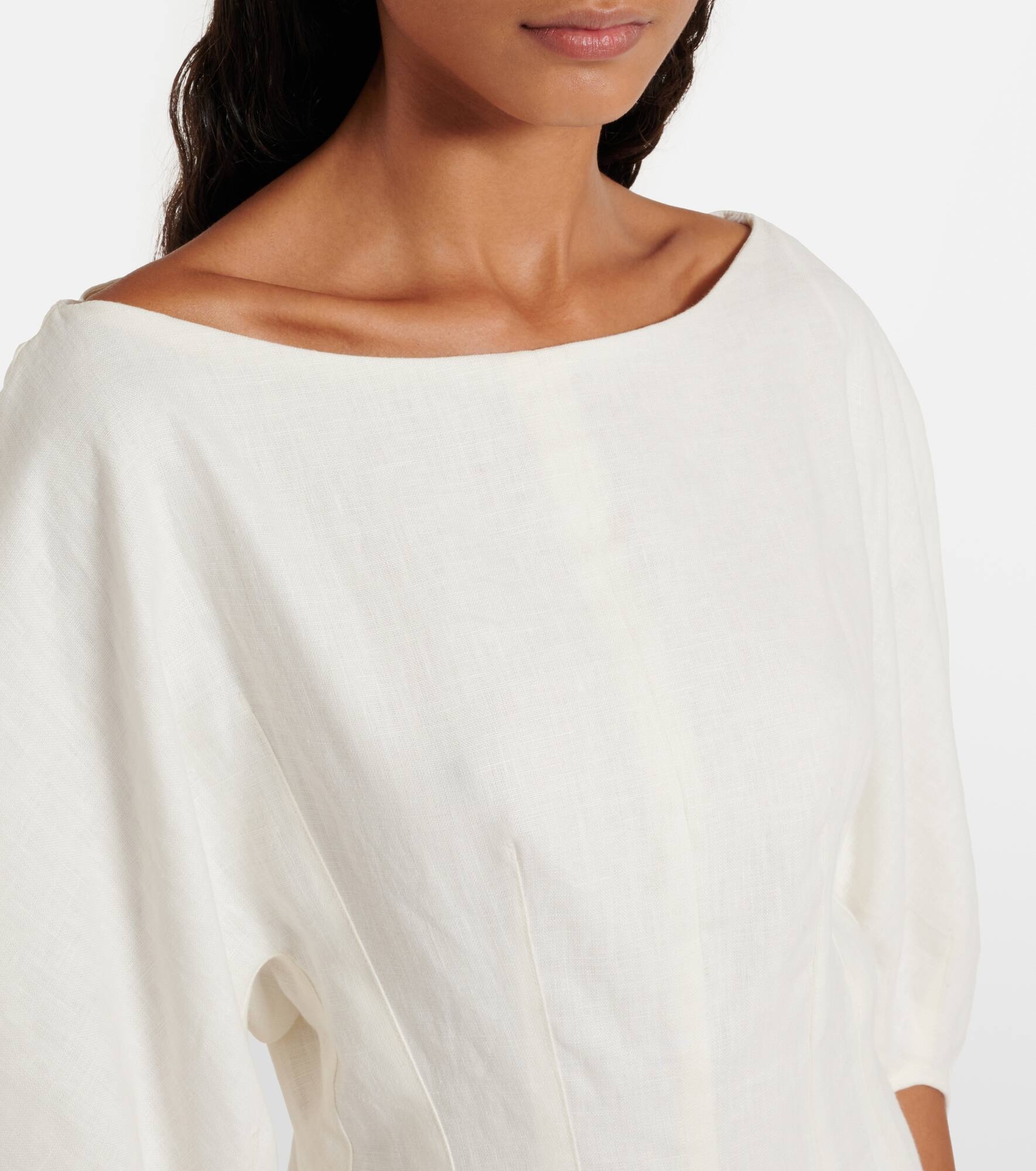 Puff-sleeve linen minidress - 4