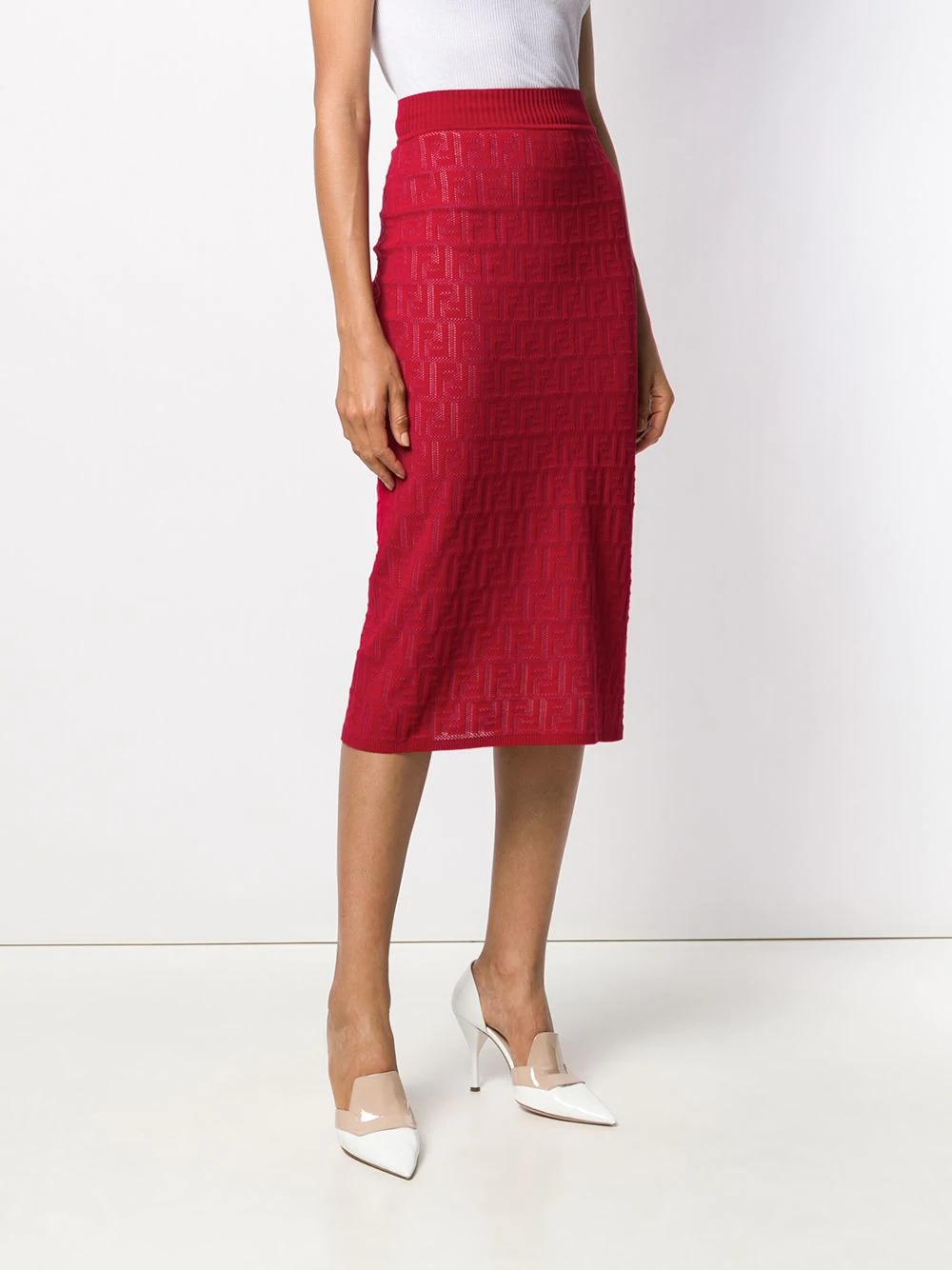 FF-logo print pencil skirt - 3