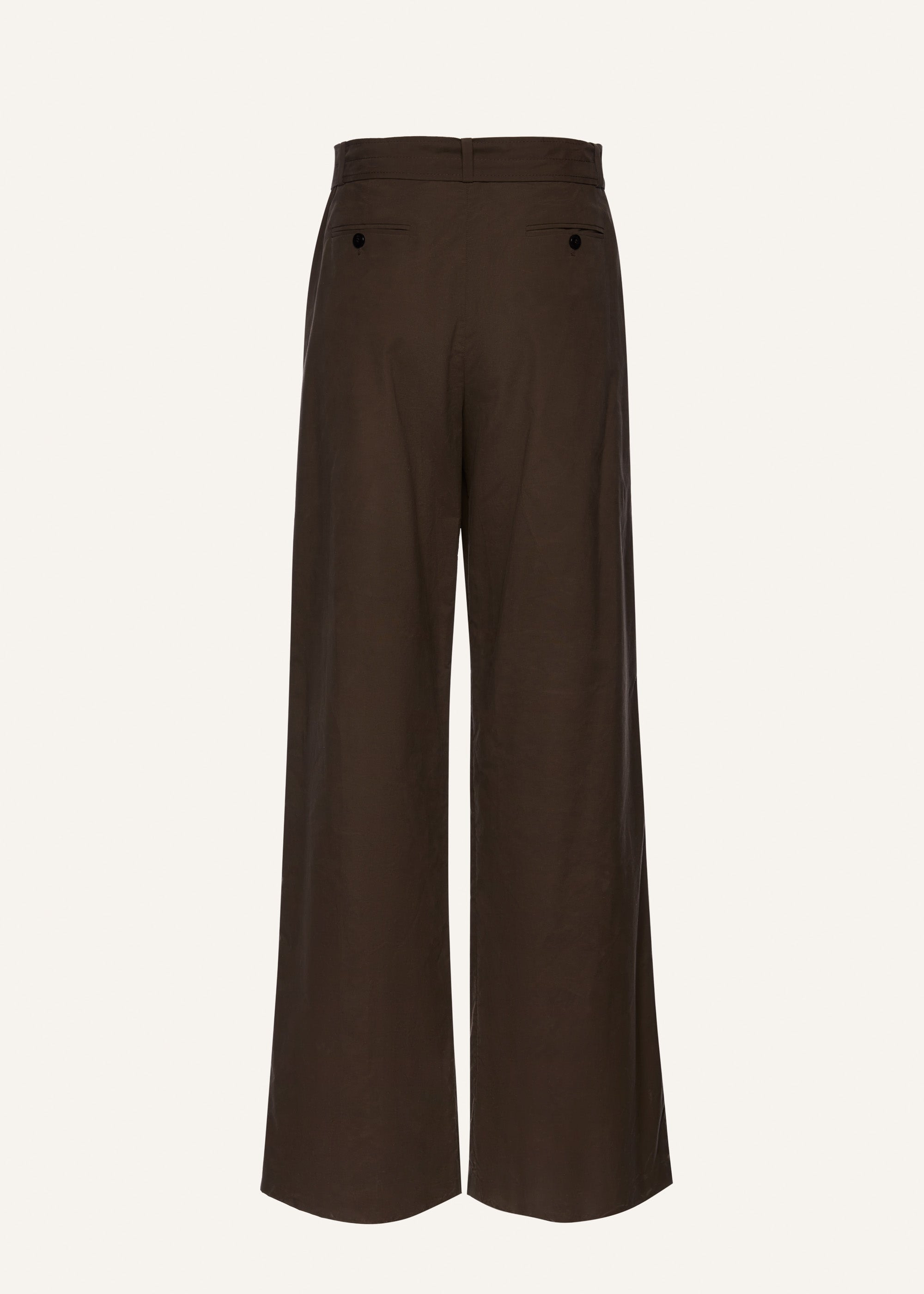 Belted relaxed cotton trousers in brown - 2