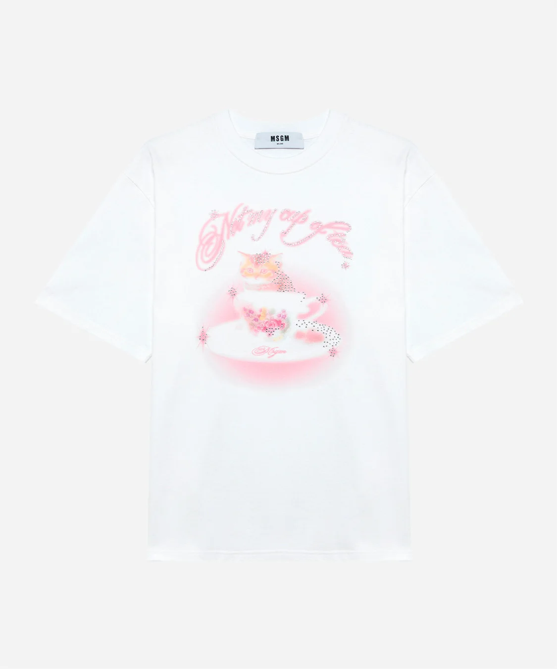 T-shirt with print and rhinestones - 1