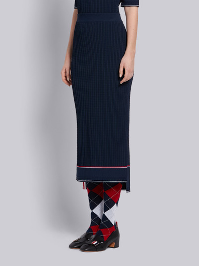 Thom Browne Navy Viscose Elite Baby Cable Below the Knee Slip Skirt outlook