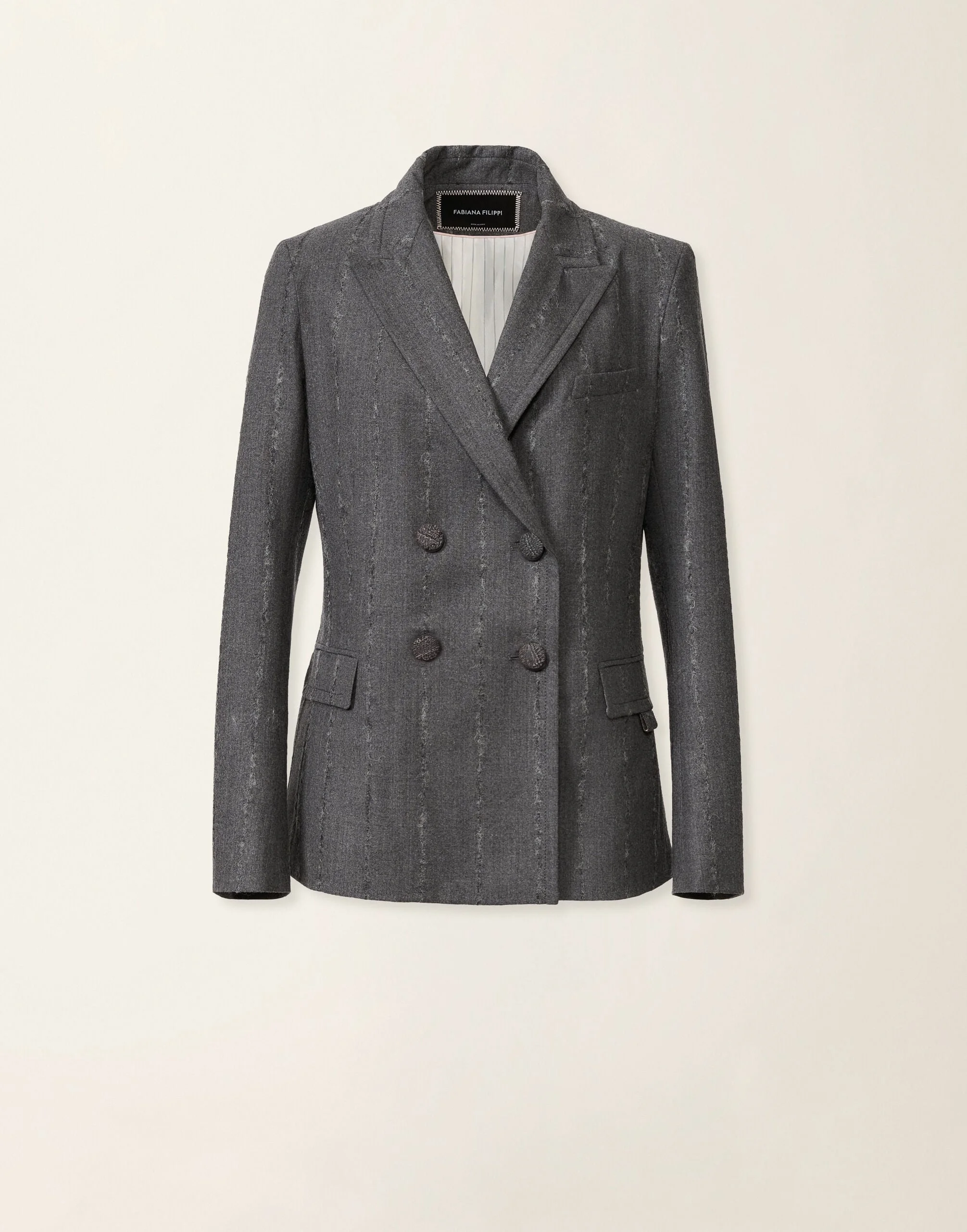 Double-breasted pinstriped flannel jacket - 1
