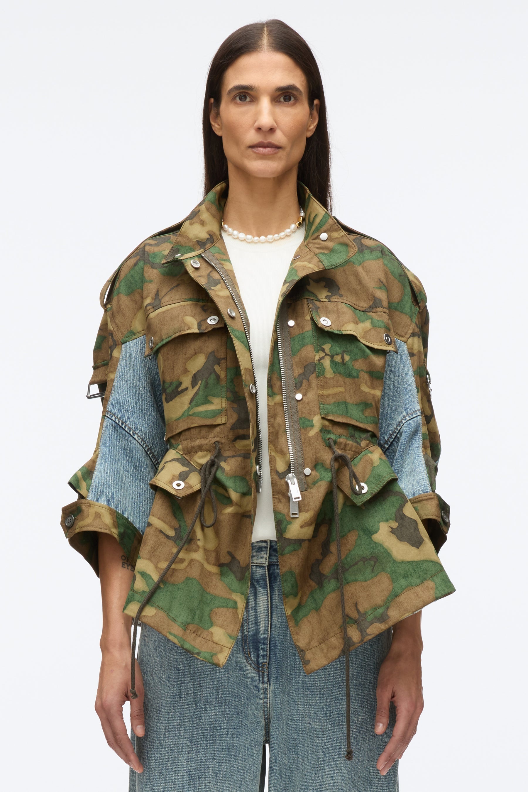 Patchwork Camo Cinched Jacket - 3