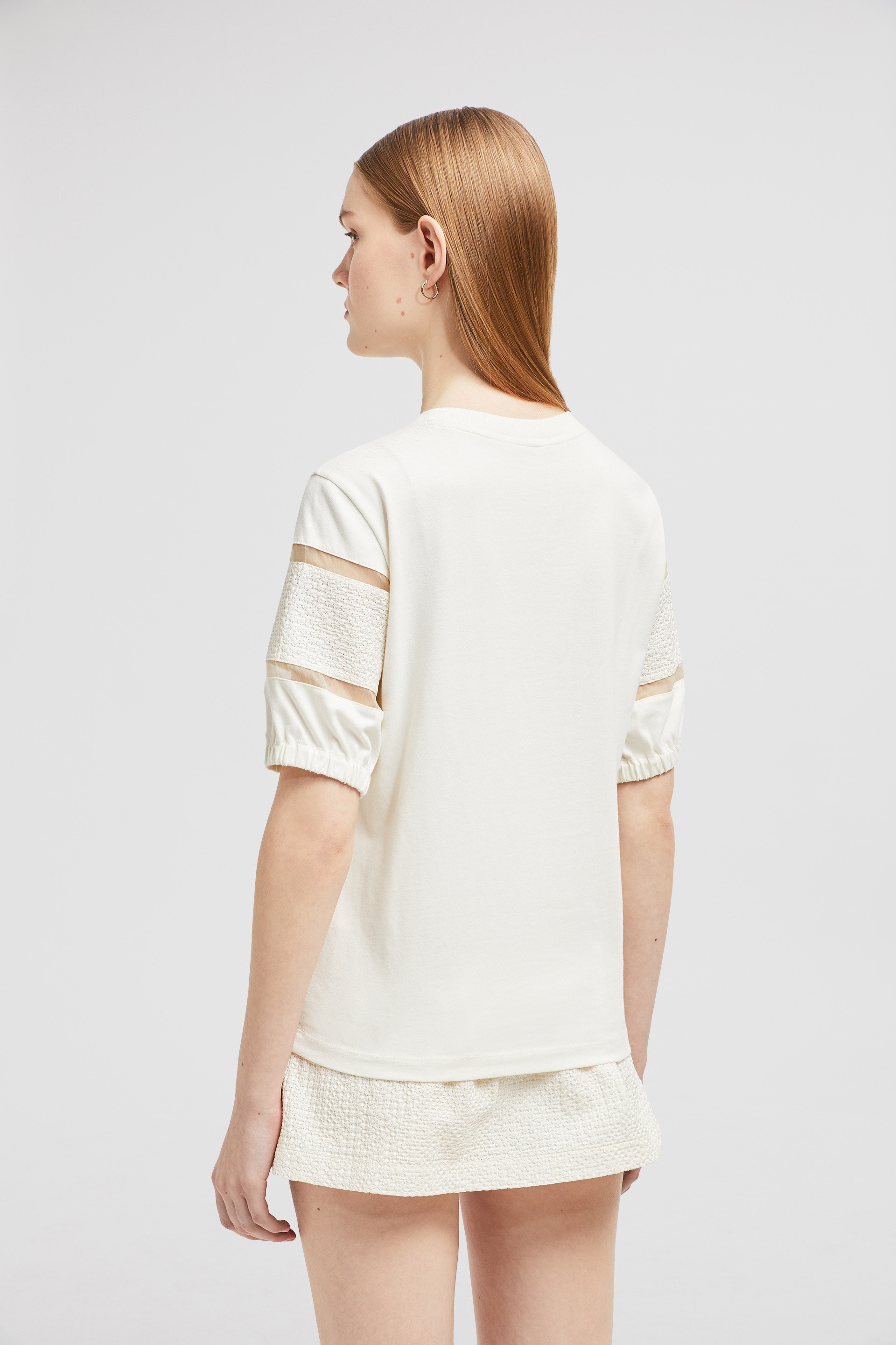 Silk Trim Cotton T-Shirt - 5