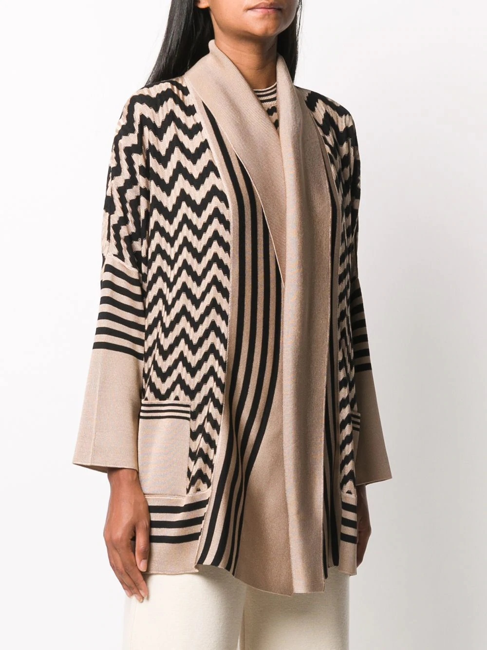 geometric patter open-front cardigan - 3