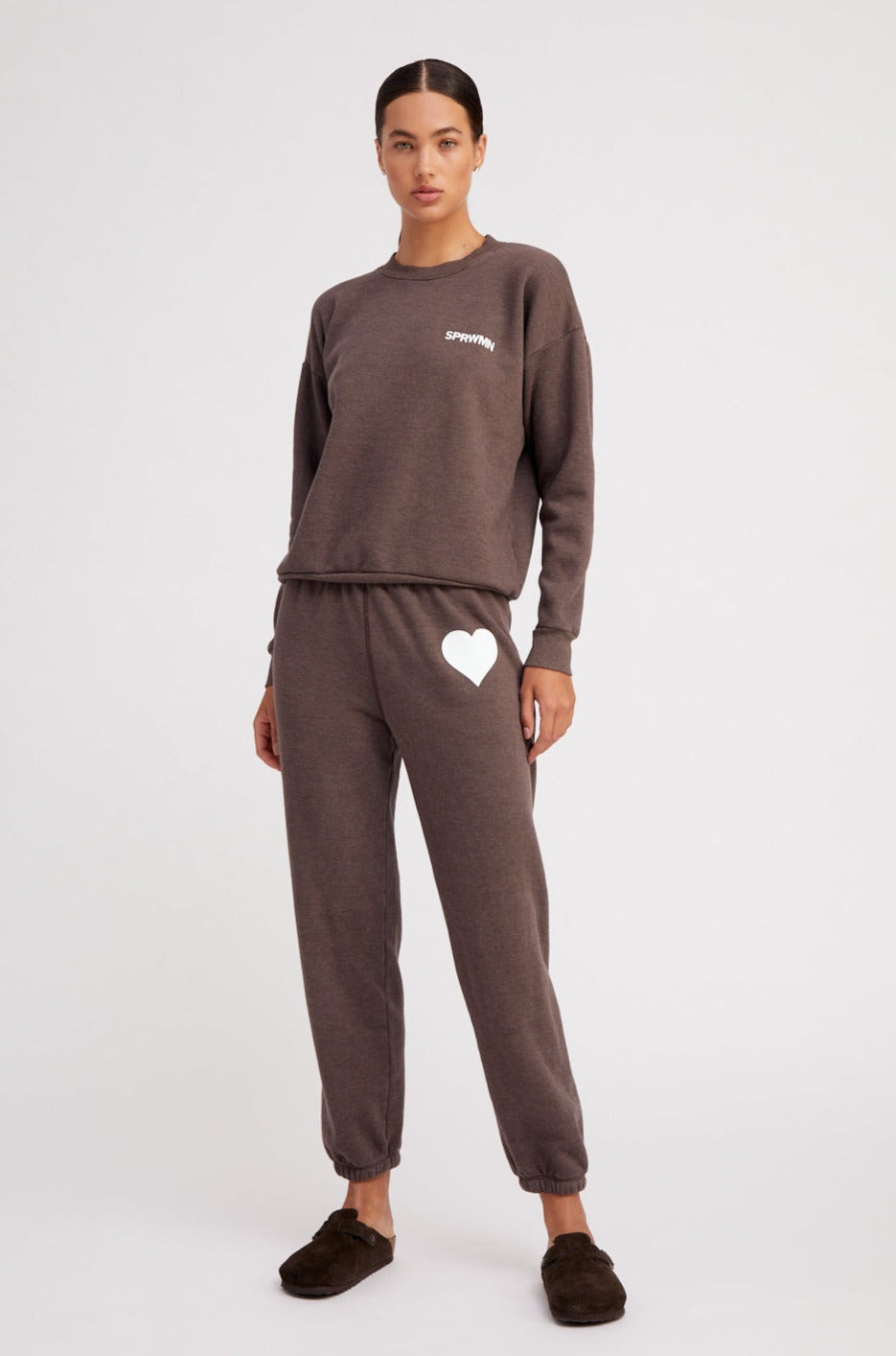 HEATHER BROWN HEART SWEATPANTS - 4